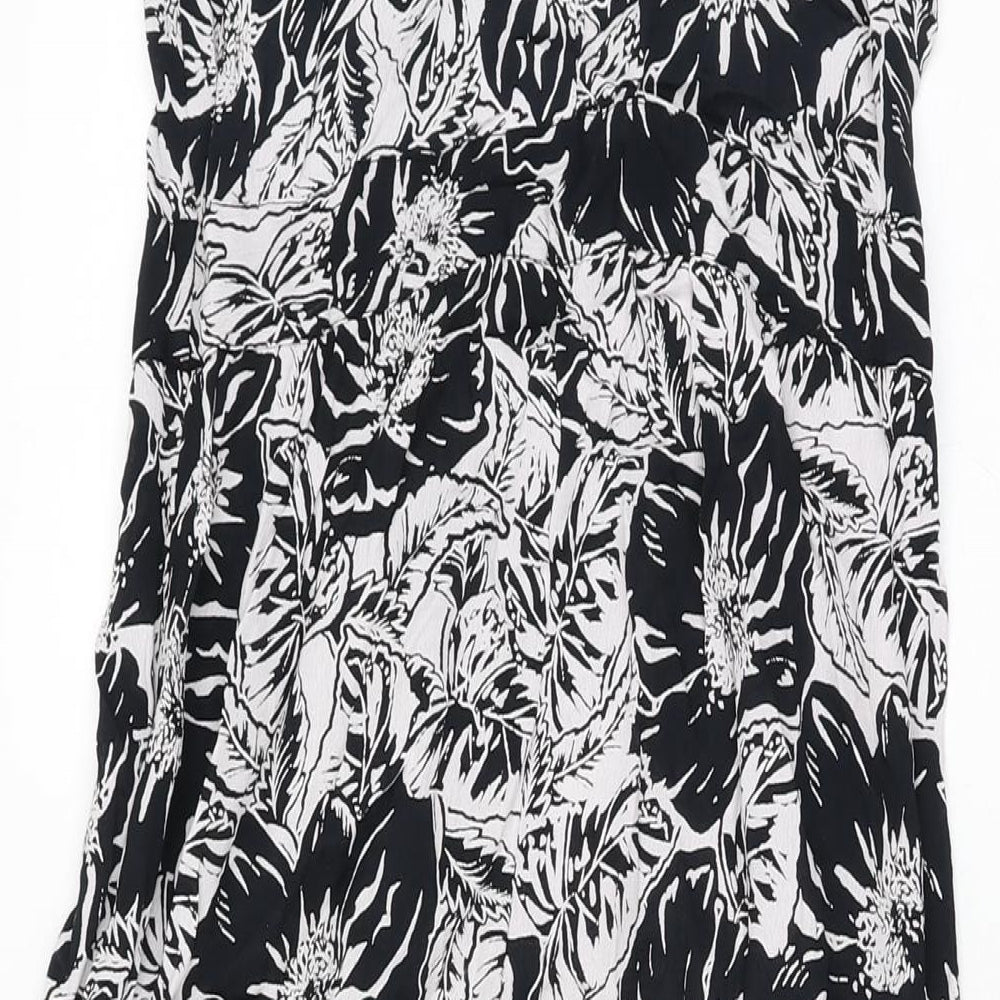 Neon Rose Womens Black Floral Viscose Jumpsuit One-Piece Size 10 L28 in Zip