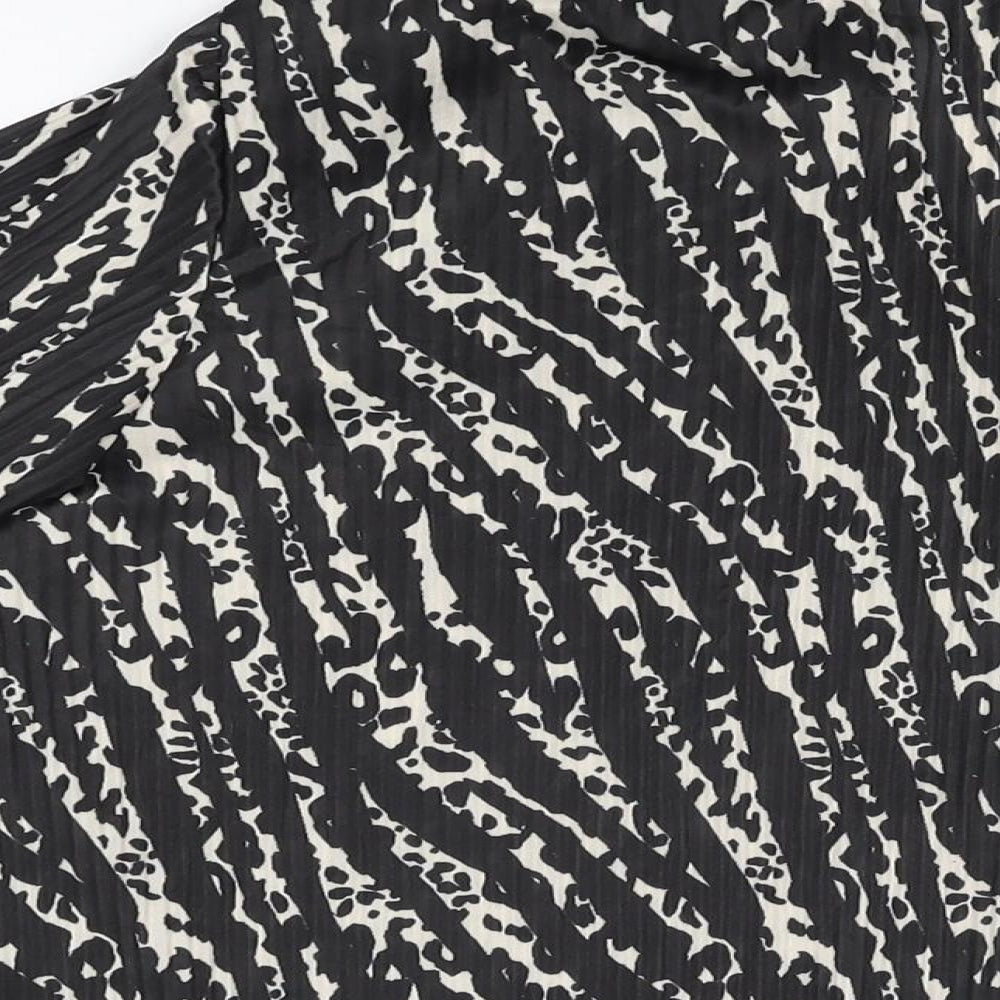 River Island Womens Black Geometric Polyester Basic Button-Up Size 14 Collared