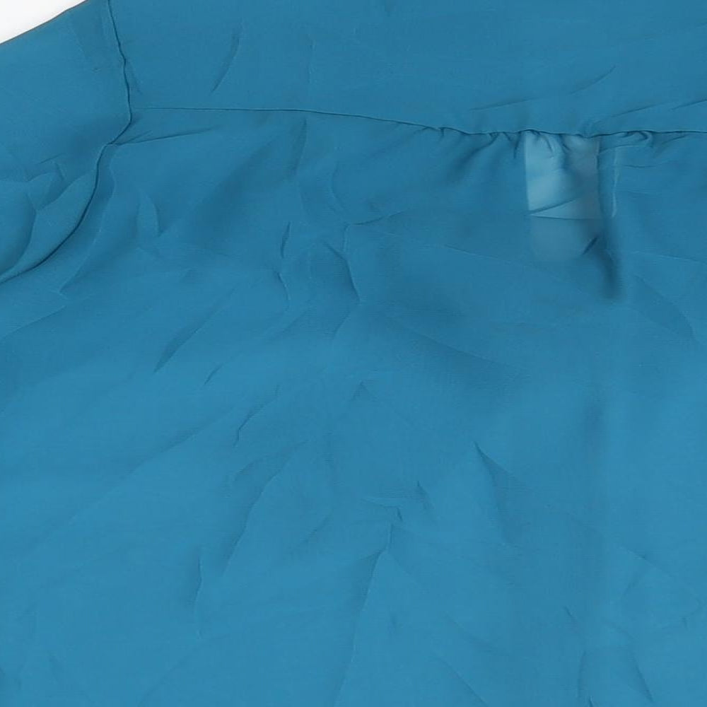 Krisp Womens Blue Polyester Basic Button-Up Size 12 Round Neck