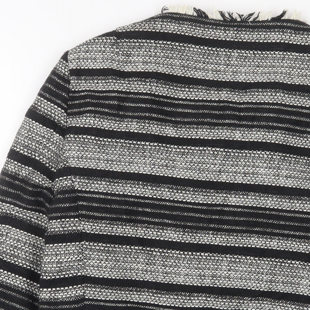 Marks and Spencer Womens Black Geometric Jacket Size 12 Snap