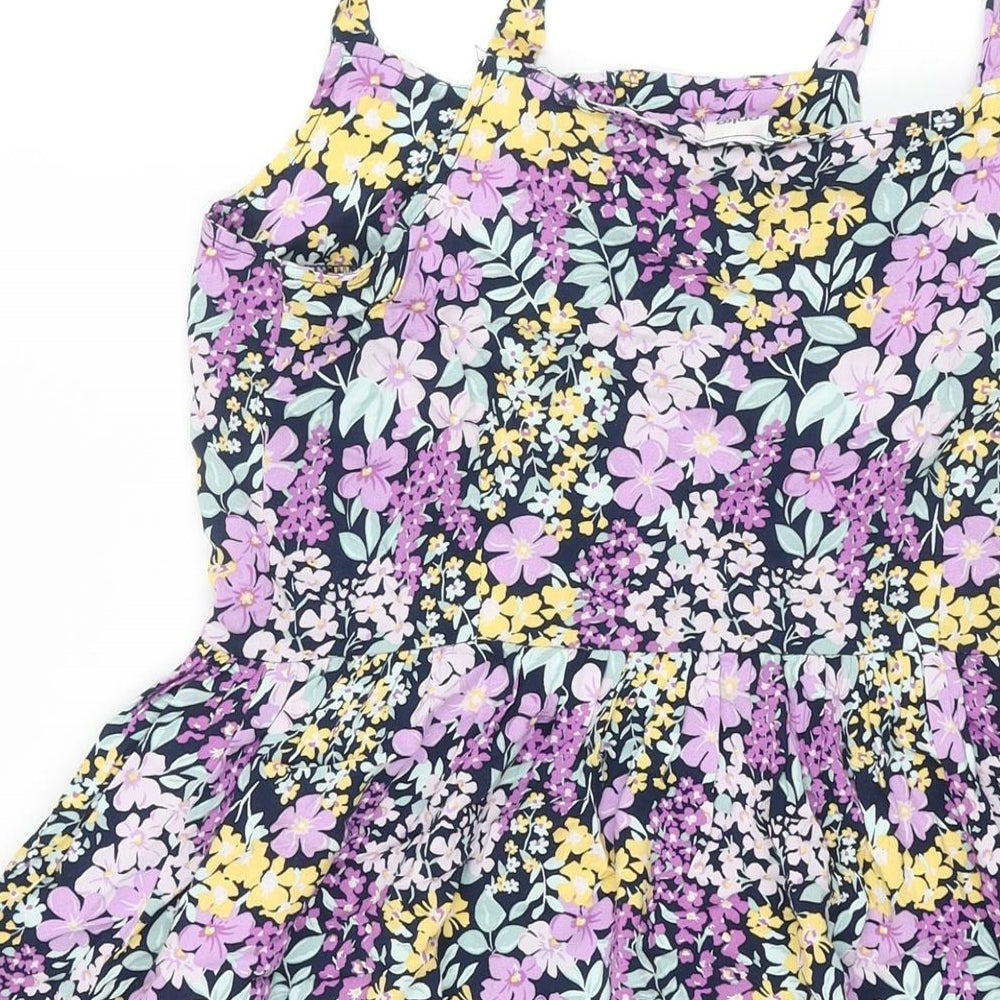 Anko Girls Multicoloured Floral Viscose A-Line Size 14 Years Scoop Neck Button