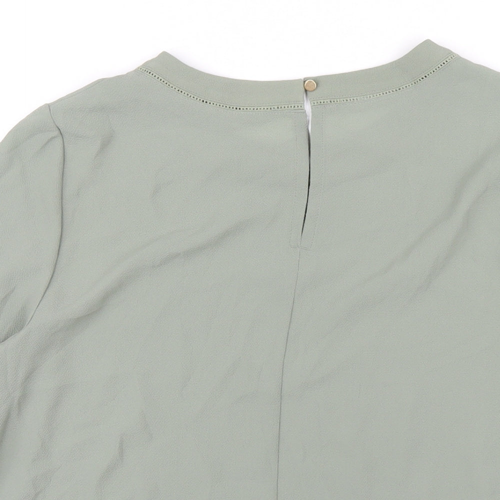 Marks and Spencer Womens Green Polyester Basic T-Shirt Size 10 Round Neck
