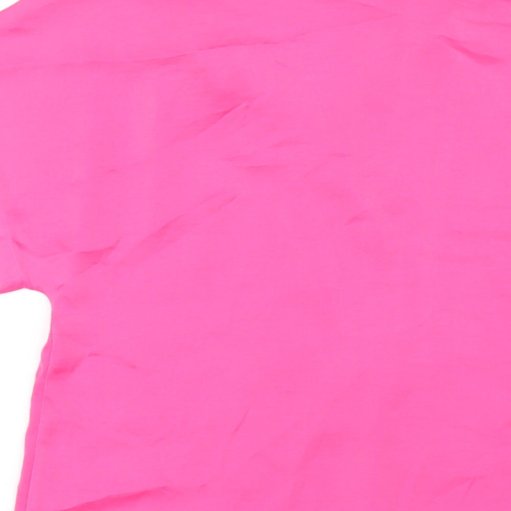 Marks and Spencer Womens Pink Polyester Basic T-Shirt Size 6 Collared