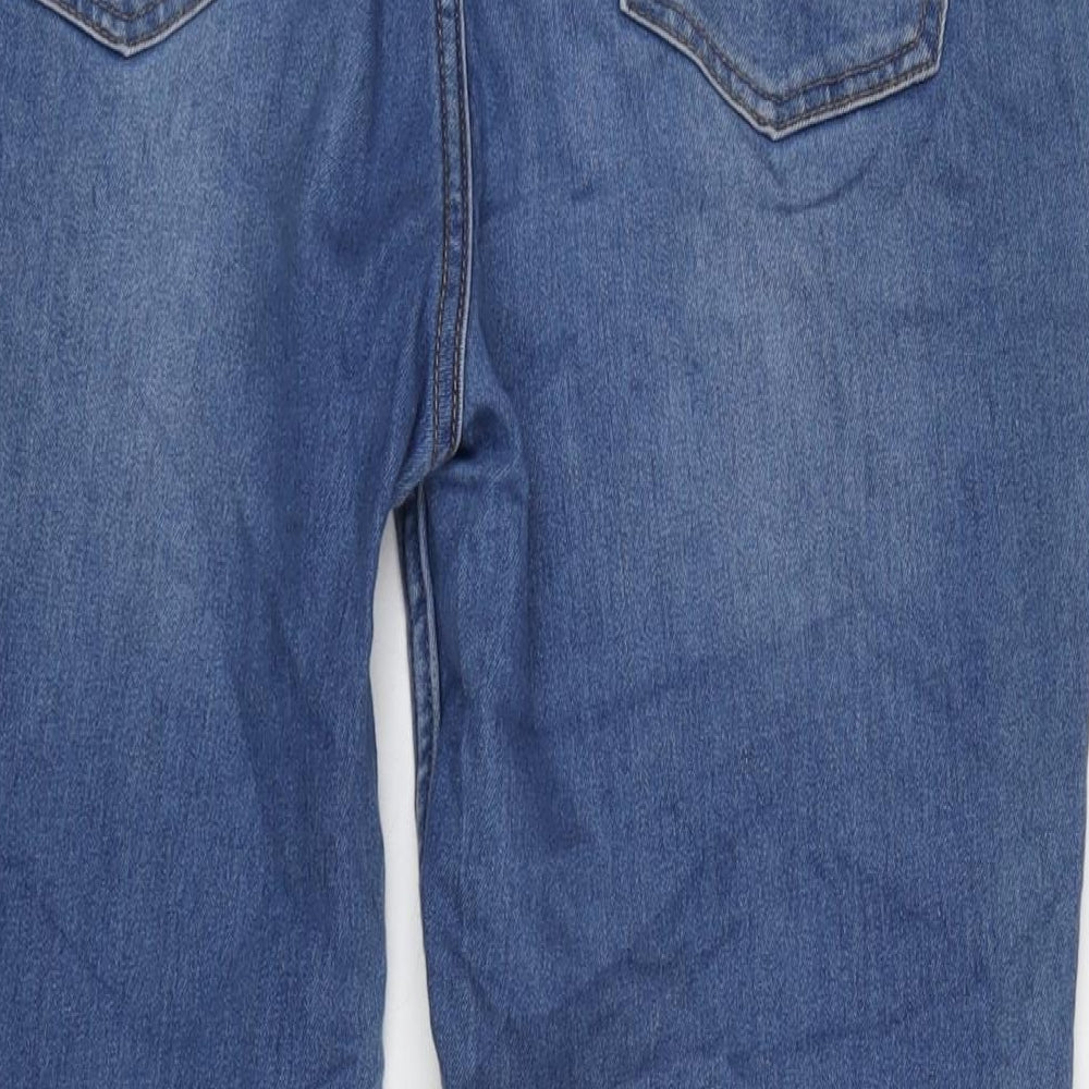 Denim Womens Blue Cotton Blend Straight Jeans Size 14 L30 in Regular Zip