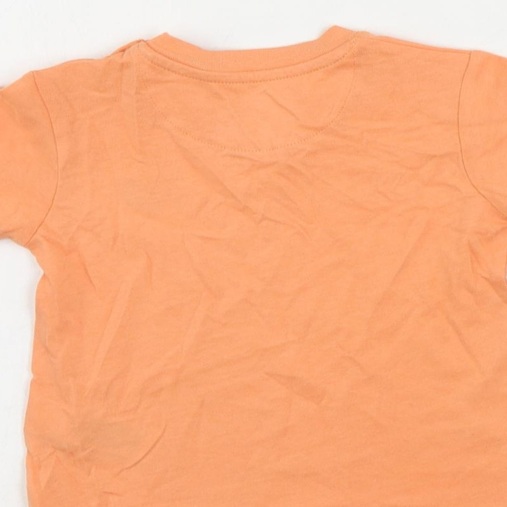 Marks and Spencer Baby Orange Cotton Pullover T-Shirt Size 9-12 Months Crew Neck Snap