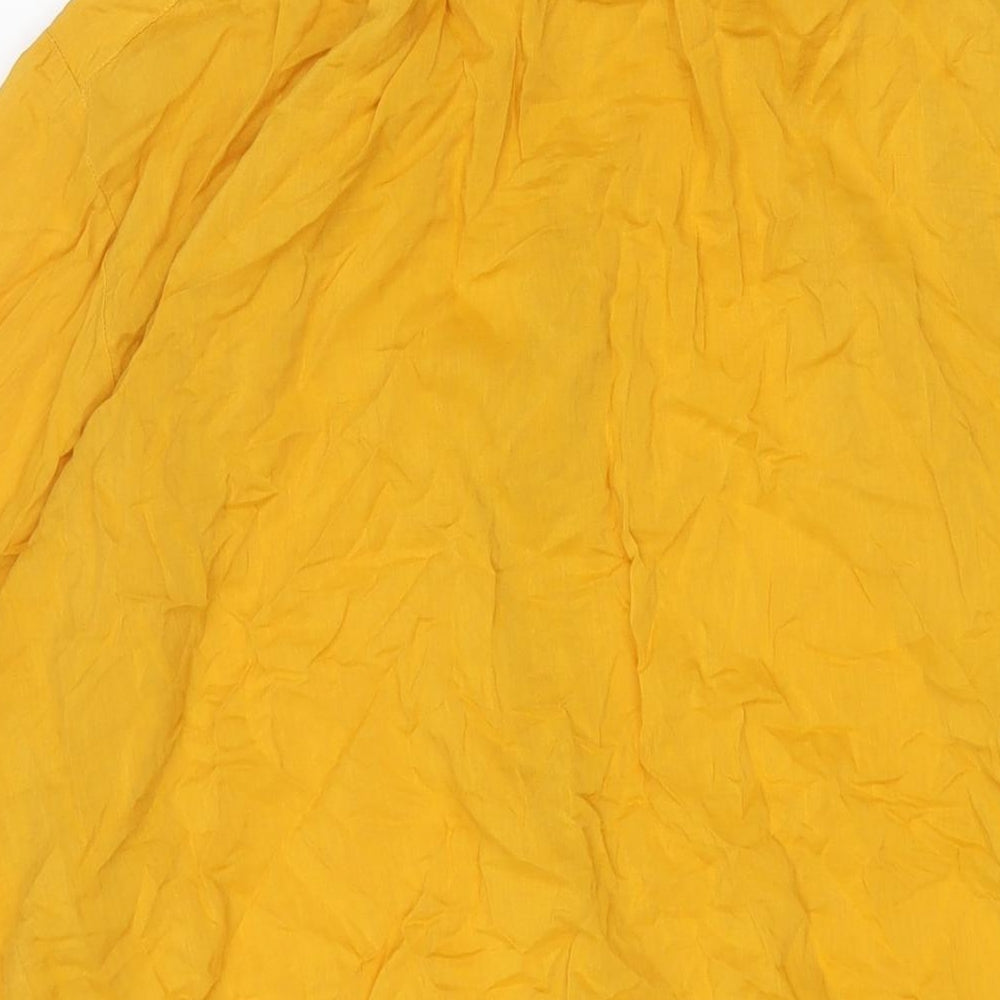H&M Womens Yellow Cotton Shift Size L Round Neck Button