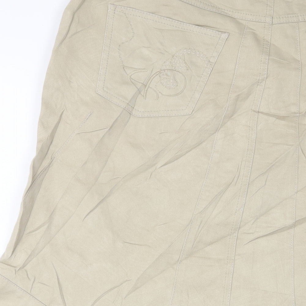 zaffiri Womens Beige Cotton A-Line Skirt Size 14 Zip