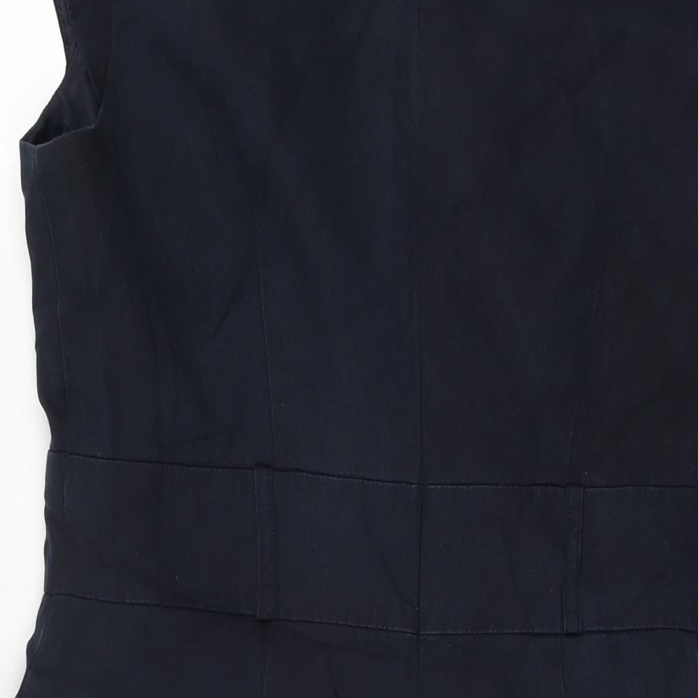 Marks and Spencer Womens Blue Polyester Bodycon Size 14 V-Neck Zip