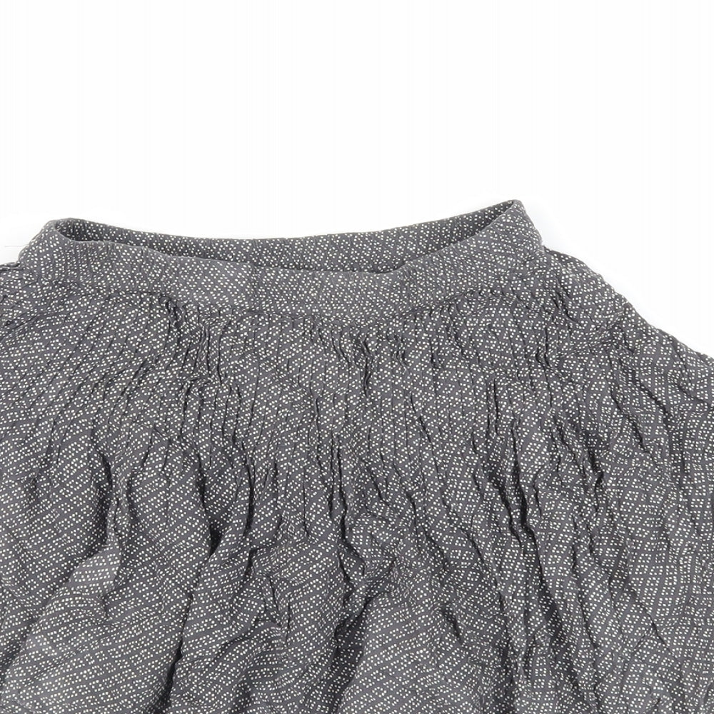 NEXT Girls Grey Geometric Viscose Skater Skirt Size 8 Years Regular - Elasticated Waist