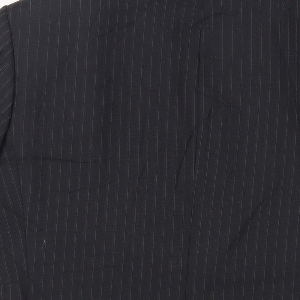 Marks and Spencer Mens Black Striped Polyester Jacket Suit Jacket Size 38 Regular