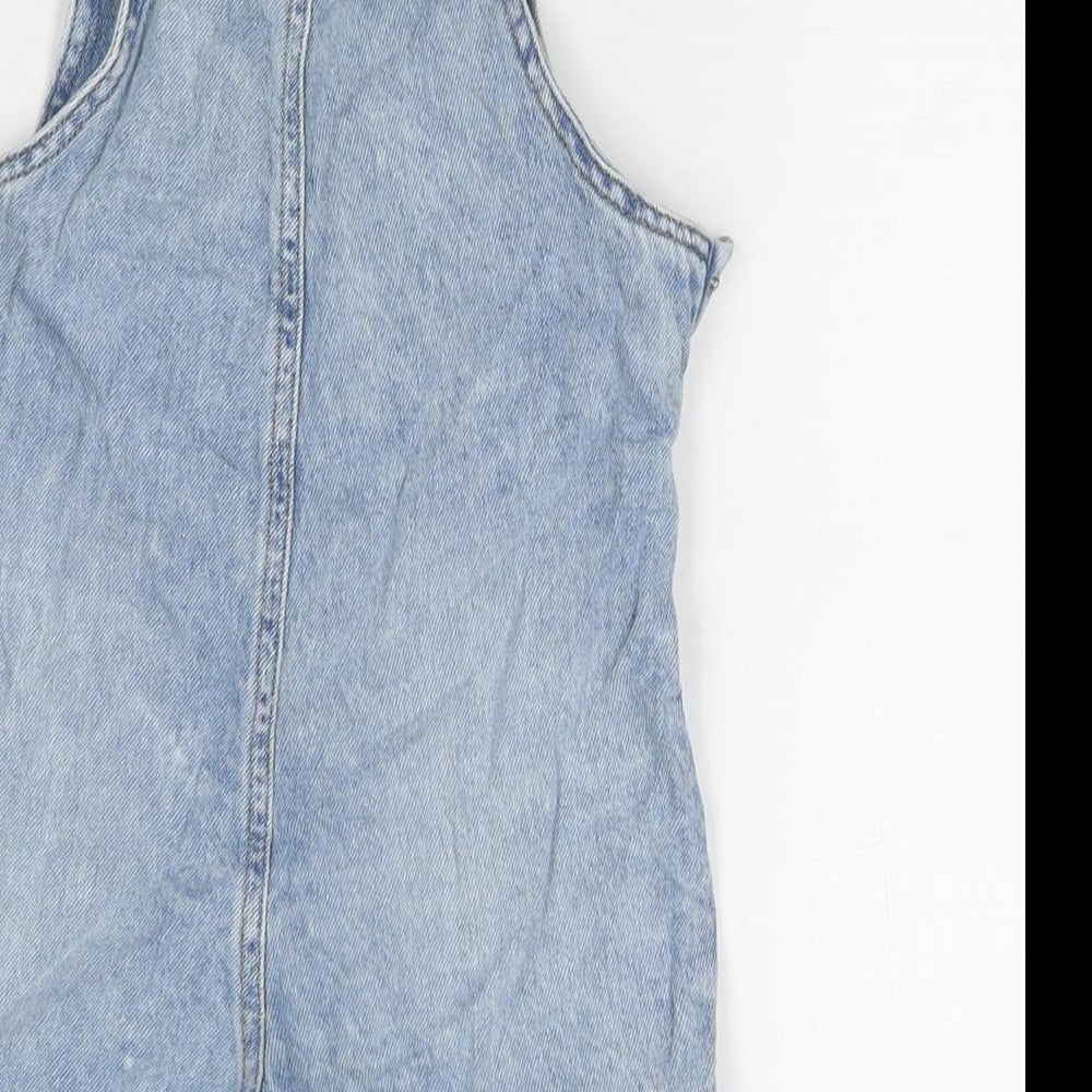 Denim & Co. Girls Blue Cotton Dungaree One-Piece Size 18-24 Months Snap