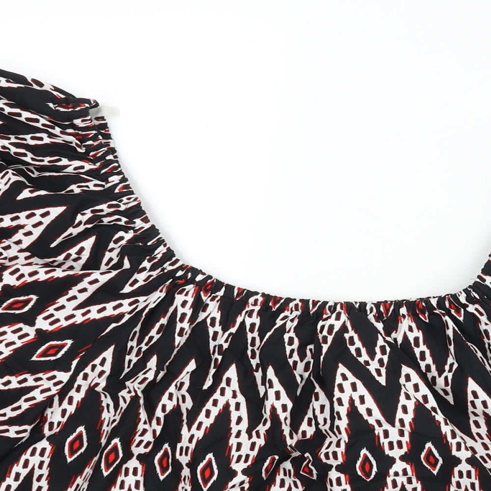 Marks and Spencer Womens Multicoloured Geometric Polyester Basic Blouse Size 20 Round Neck - Rouched
