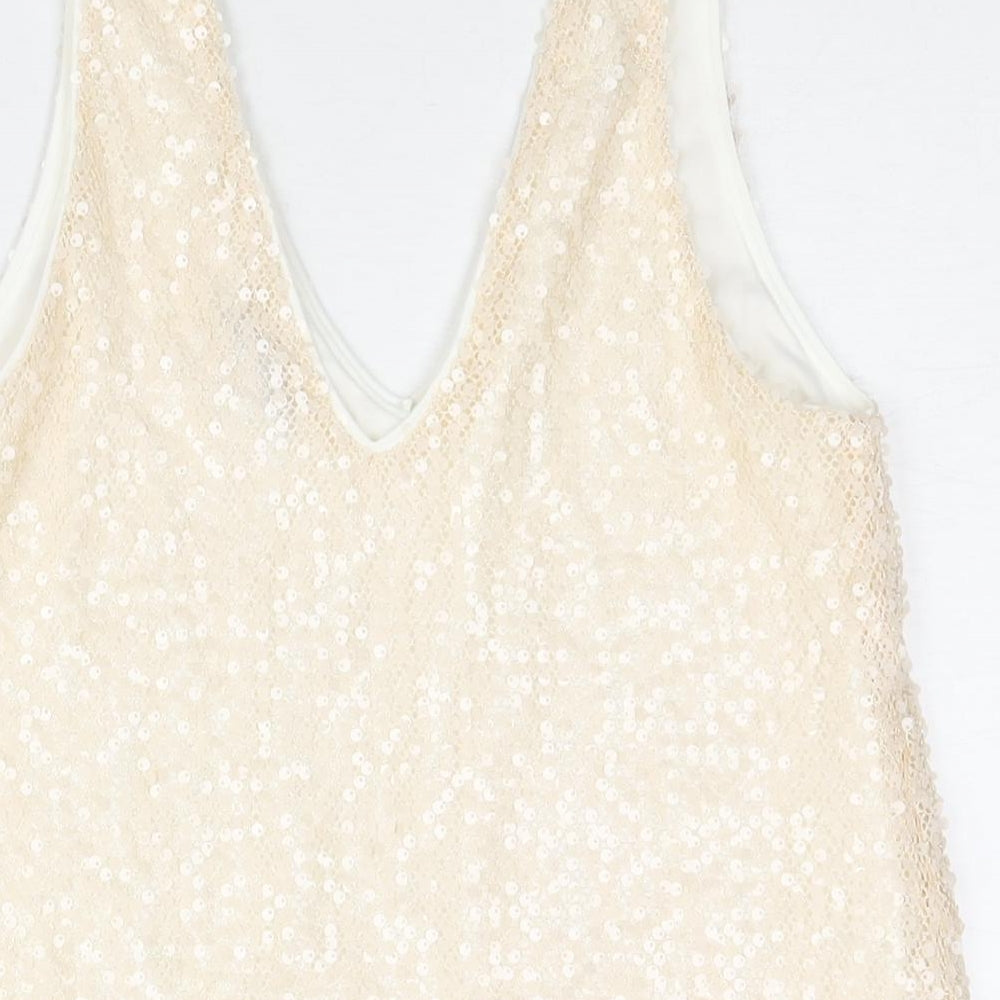 Marks and Spencer Womens Pink Polyester Camisole Blouse Size 8 V-Neck - Sequin