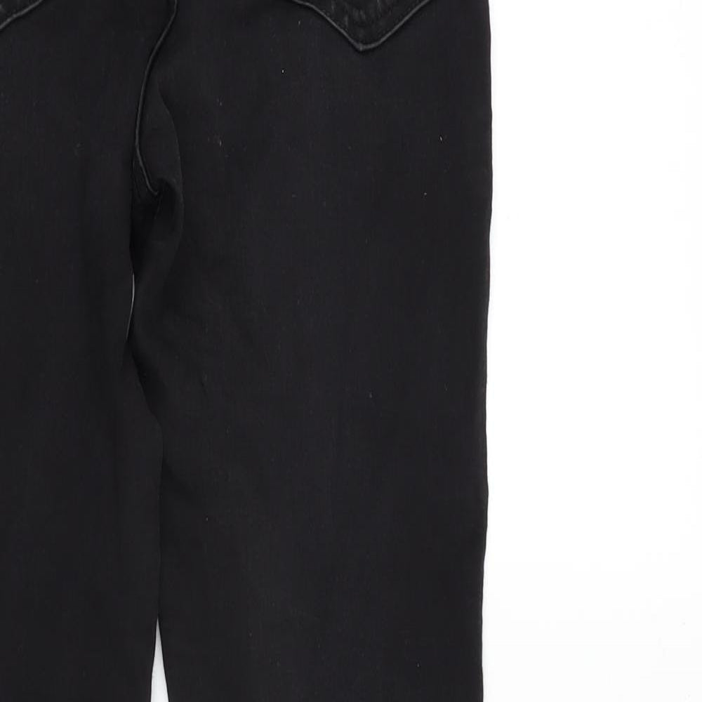 Marks and Spencer Womens Black Cotton Blend Skinny Jeans Size 10 L27.5 in Regular Zip