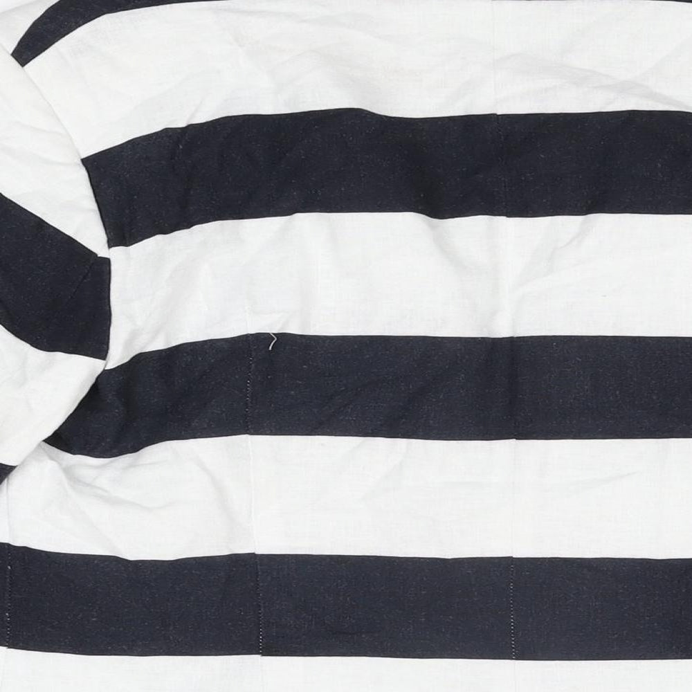 Marks and Spencer Womens White Striped Jacket Size 12 Hook & Eye