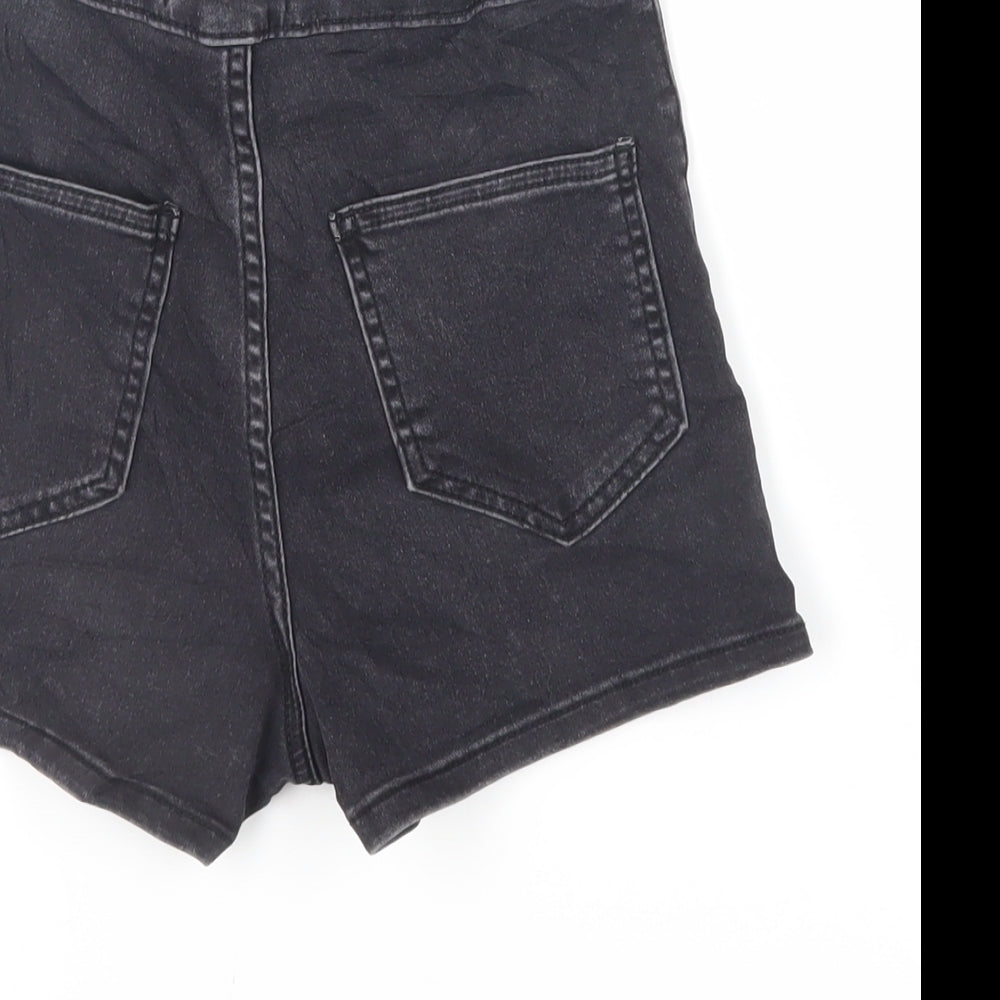 New Look Girls Black Cotton Mom Shorts Size 12 Years Regular Zip