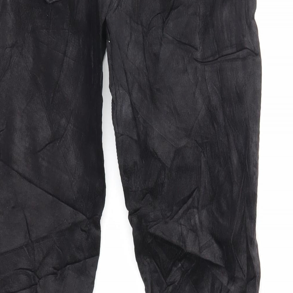 Marks and Spencer Womens Black Cotton Trousers Size 8 L29 in Regular Zip