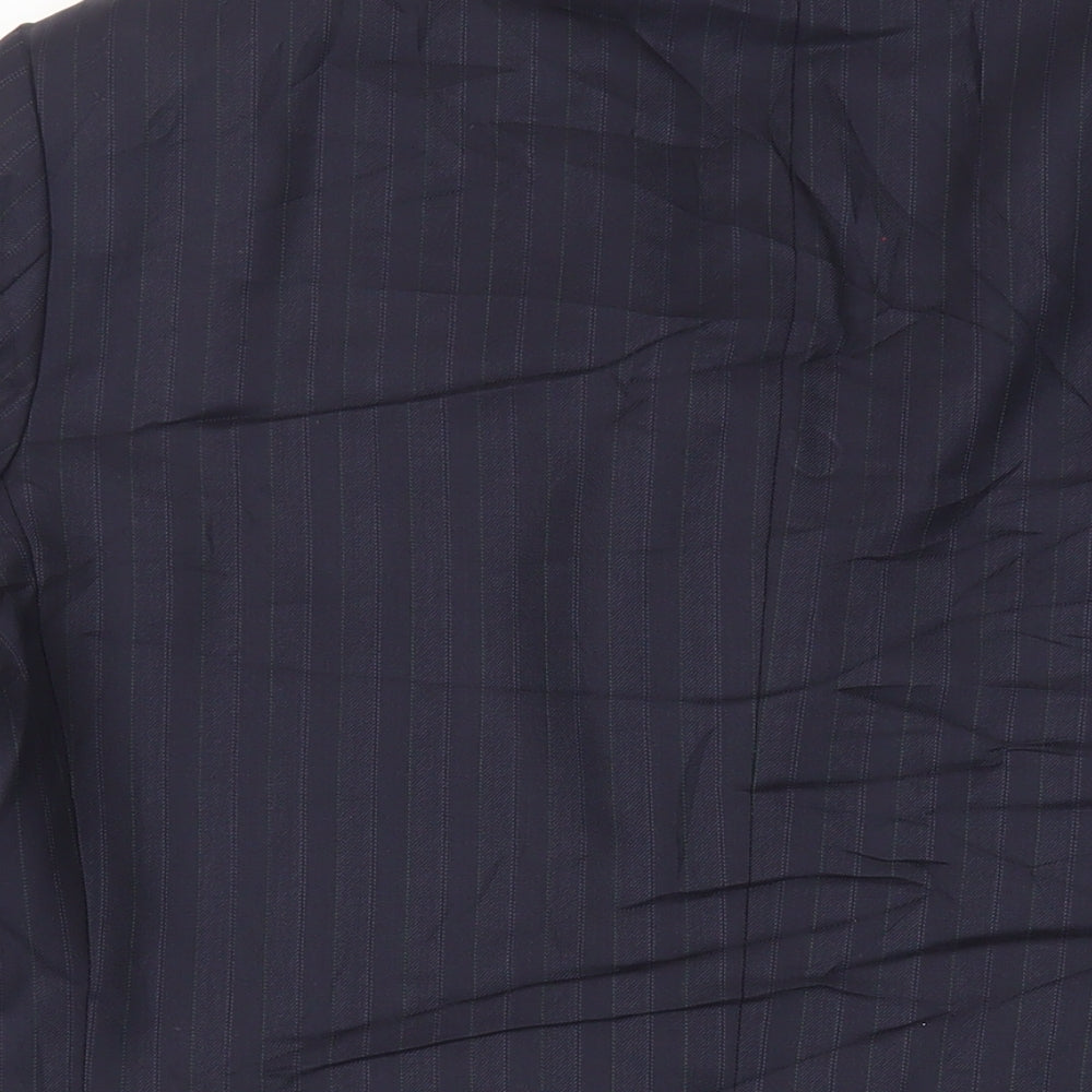 Marks and Spencer Mens Blue Striped Wool Jacket Blazer Size 42 Regular