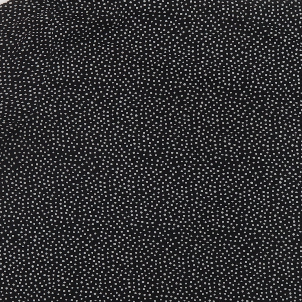 Marks and Spencer Womens Black Geometric Polyester Basic T-Shirt Size 16 Round Neck