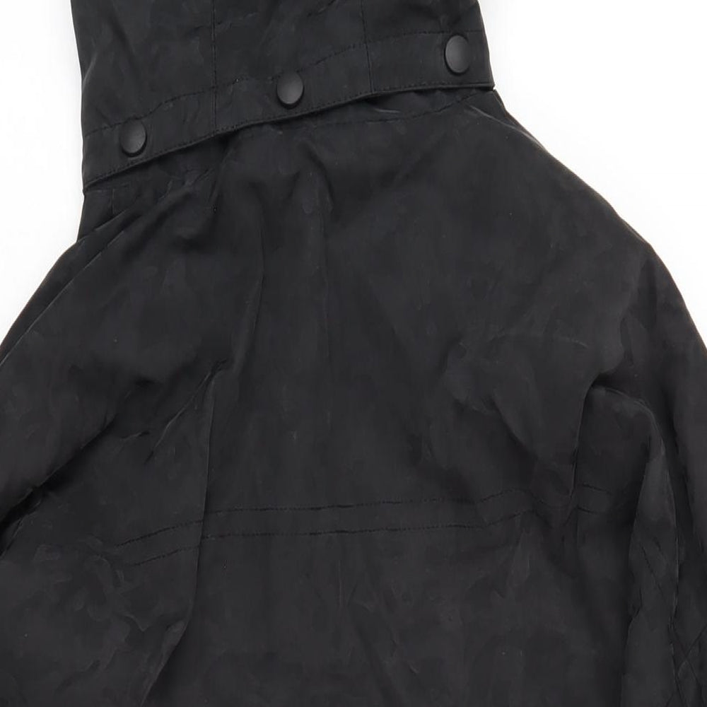 Kin Womens Black Rain Coat Coat Size 8 Zip