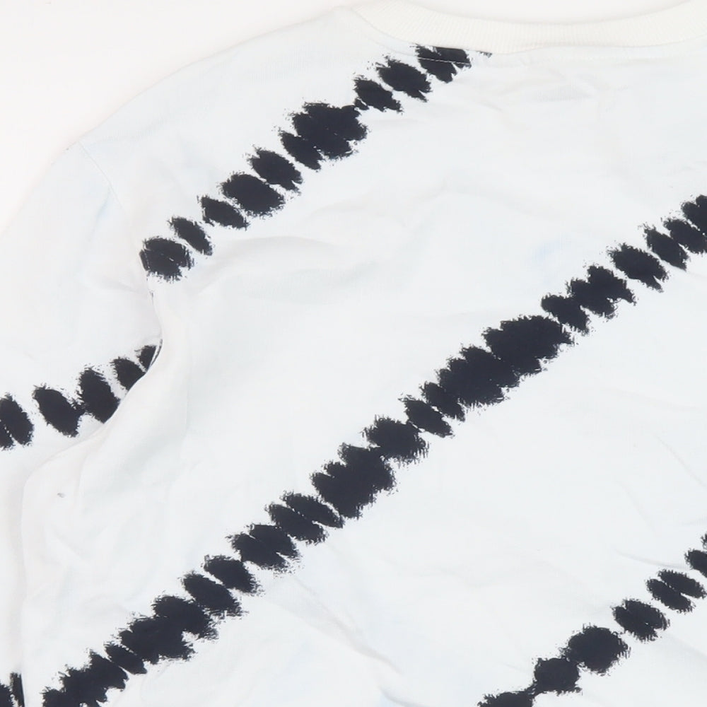 Marks and Spencer Mens White Geometric Cotton Pullover Sweatshirt Size M
