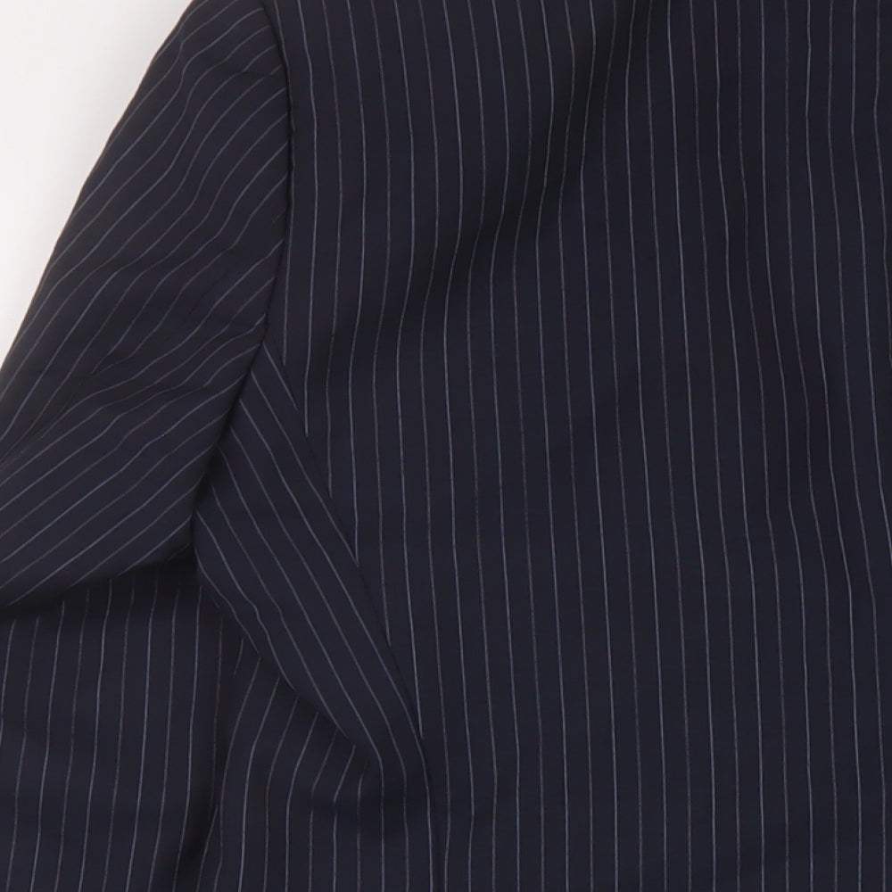 Boss Mens Blue Striped Wool Jacket Suit Jacket Size 40 Regular