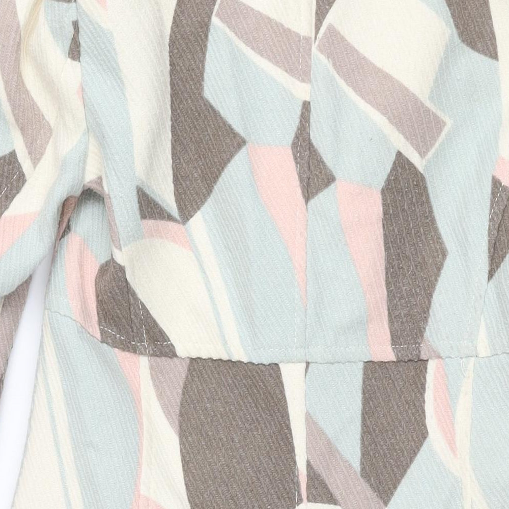 Coast Womens Multicoloured Geometric Overcoat Coat Size 14 Button
