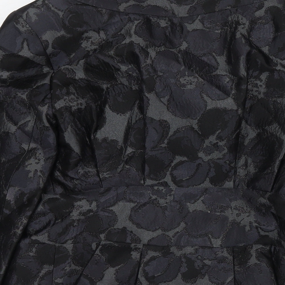 Ann Louise Rosewald Womens Black Floral Jacket Blazer Size 10 Button