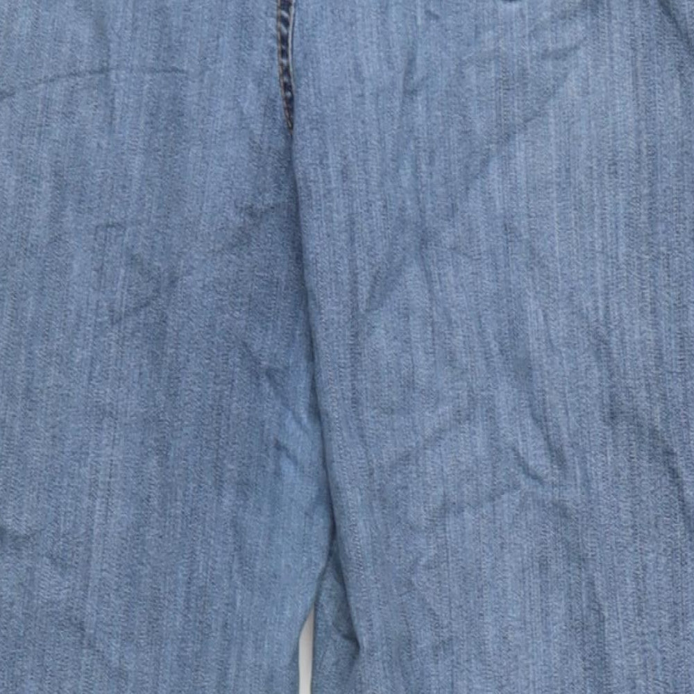 Marks and Spencer Womens Blue Cotton Straight Jeans Size 32 in L28.5 in Regular Zip