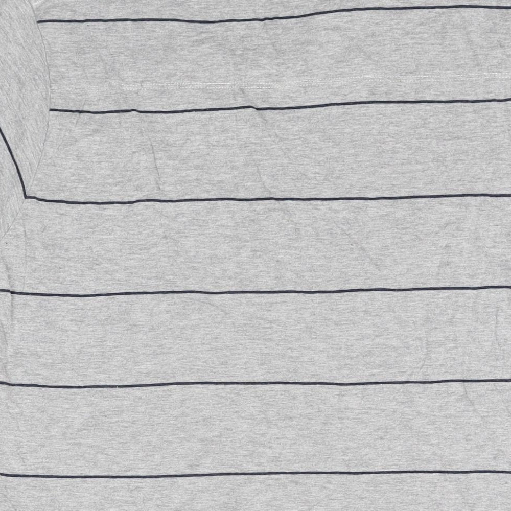 French Connection Mens Grey Striped Cotton T-Shirt Size L Round Neck