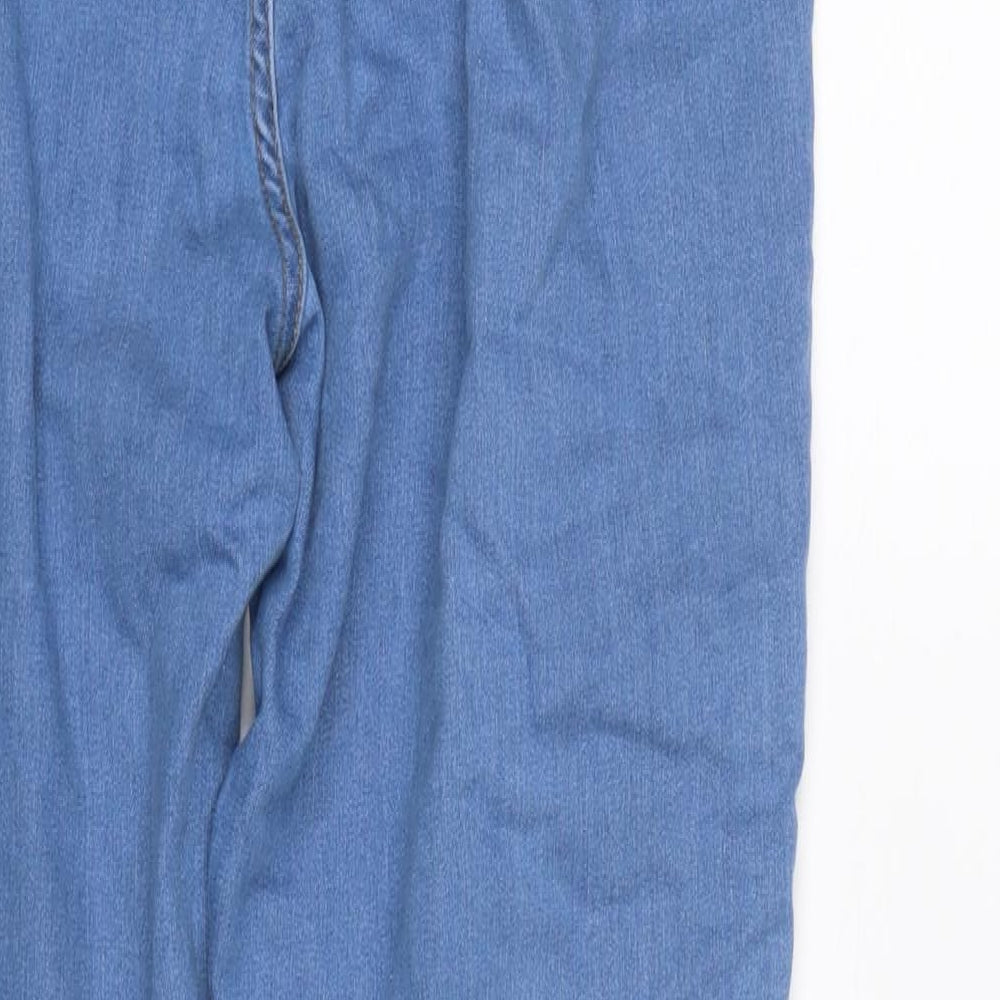 PRETTYLITTLETHING Womens Blue Cotton Trousers Size 12 L28.5 in Regular Zip