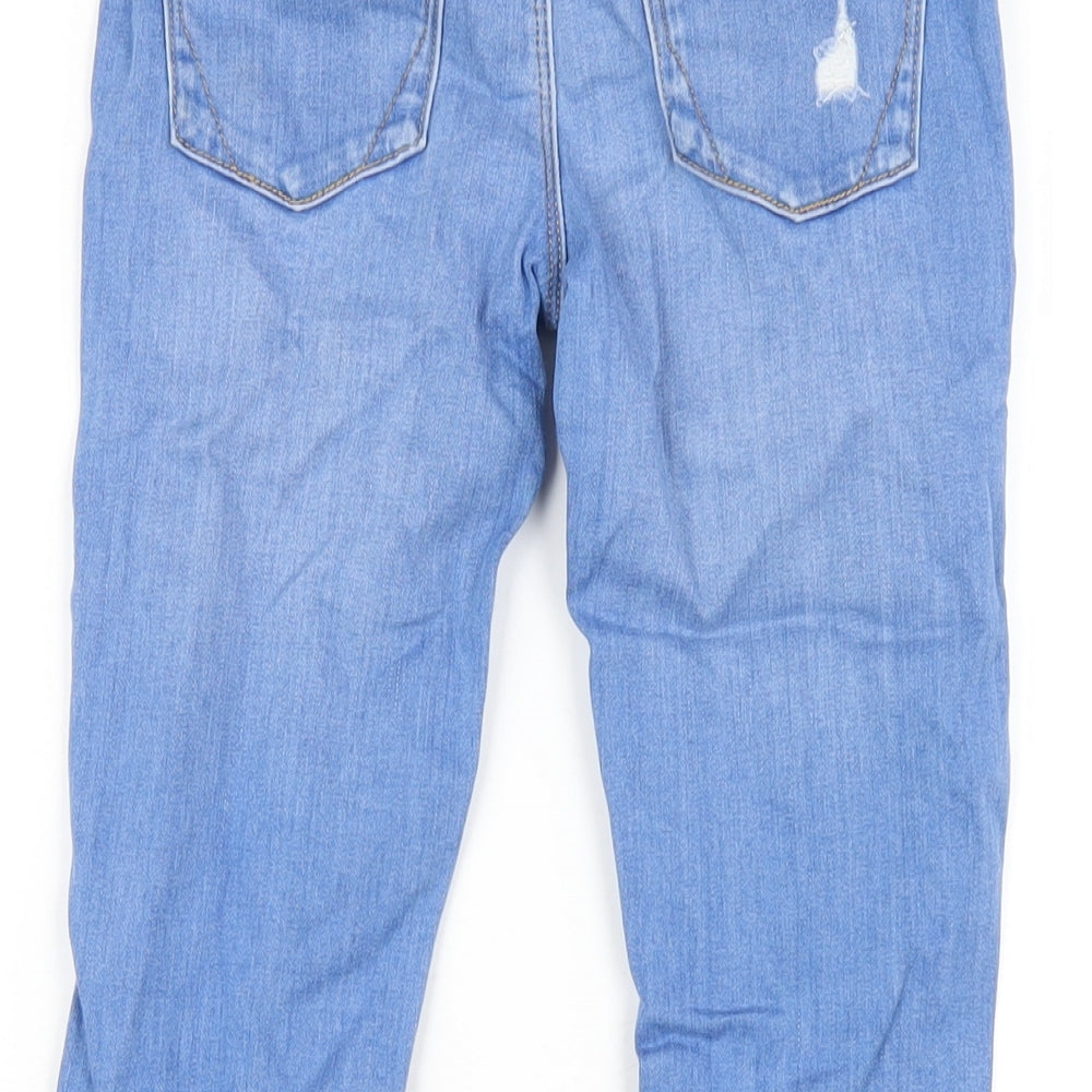 River Island Girls Blue Cotton Skinny Jeans Size 9 Years L24 in Regular Zip