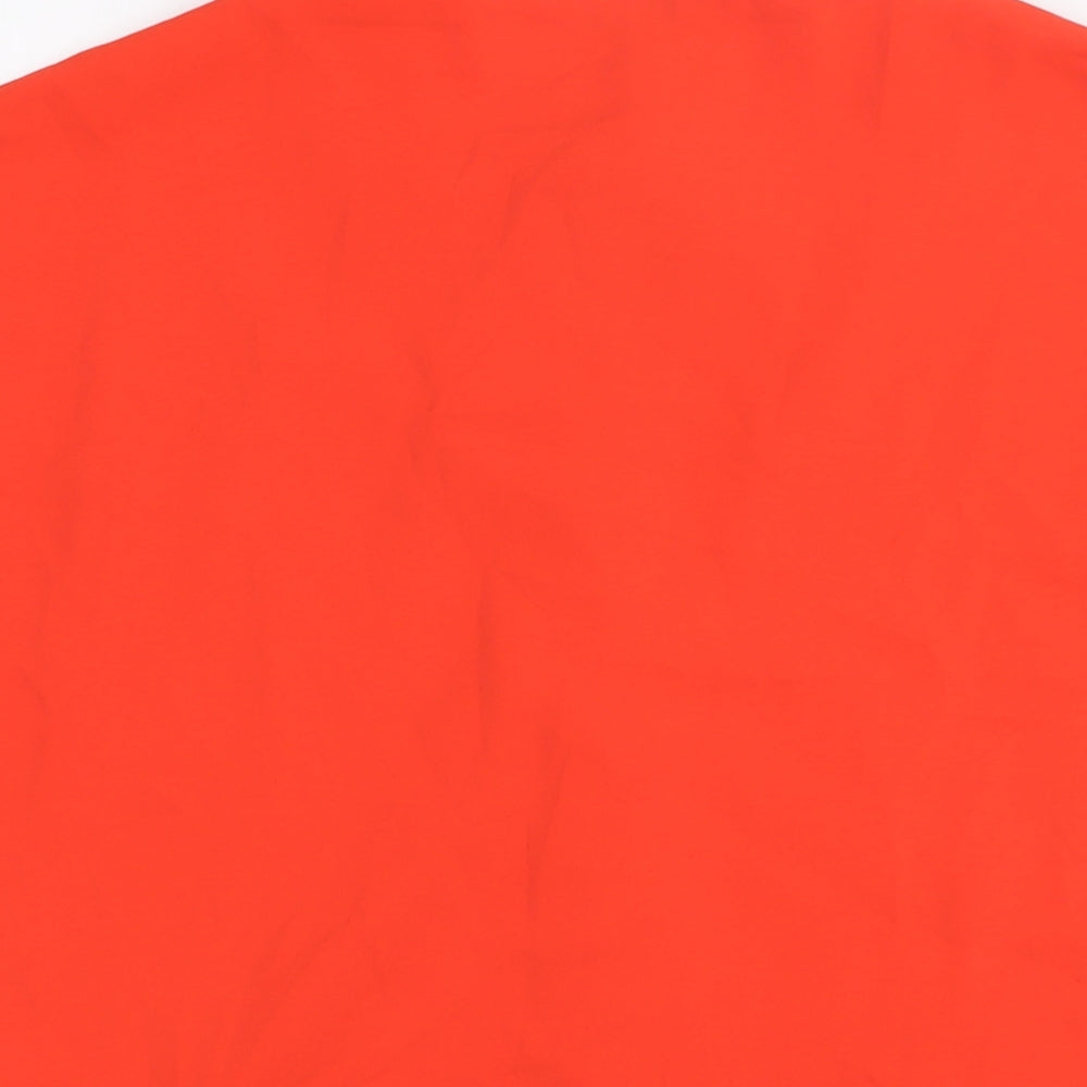 Marks and Spencer Womens Red Polyester Basic Blouse Size 10 Round Neck - Keyhole Neck