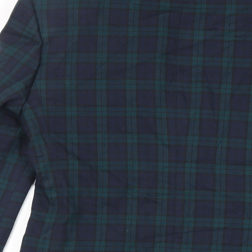 Marks and Spencer Mens Green Plaid Polyester Tuxedo Suit Jacket Size 34 Regular