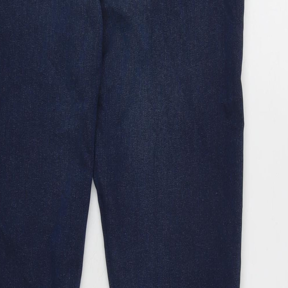 Marks and Spencer Womens Blue Cotton Blend Tapered Jeans Size 10 L28 in Regular Zip
