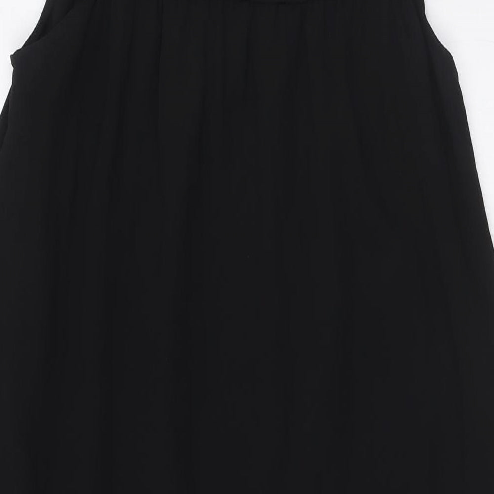 H&M Womens Black Polyester Shirt Dress Size 4 Boat Neck