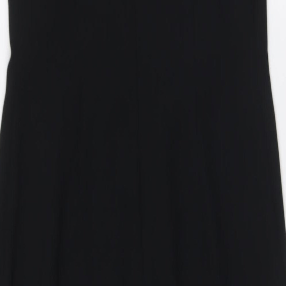 Marks and Spencer Womens Black Polyester Pencil Dress Size 8 Boat Neck Zip - Evening Wear