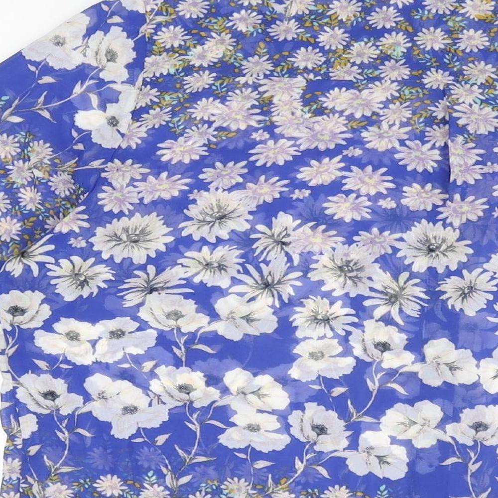 Myleene Klass Womens Blue Floral Polyester Basic Button-Up Size 14 Collared
