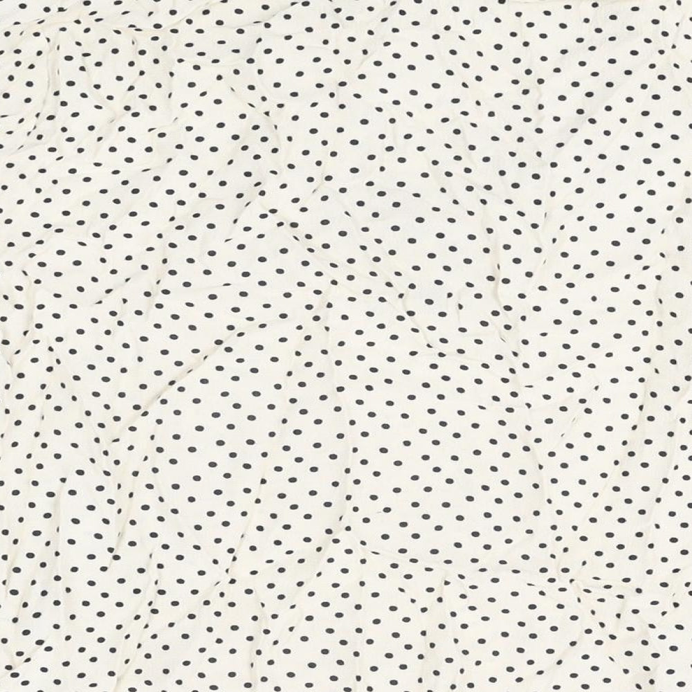 Marks and Spencer Womens Ivory Polka Dot Viscose Basic T-Shirt Size 16 V-Neck