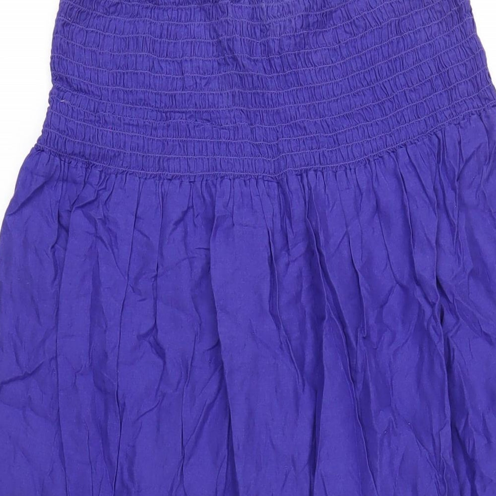 Marks and Spencer Womens Blue Cotton A-Line Size M Square Neck Pullover