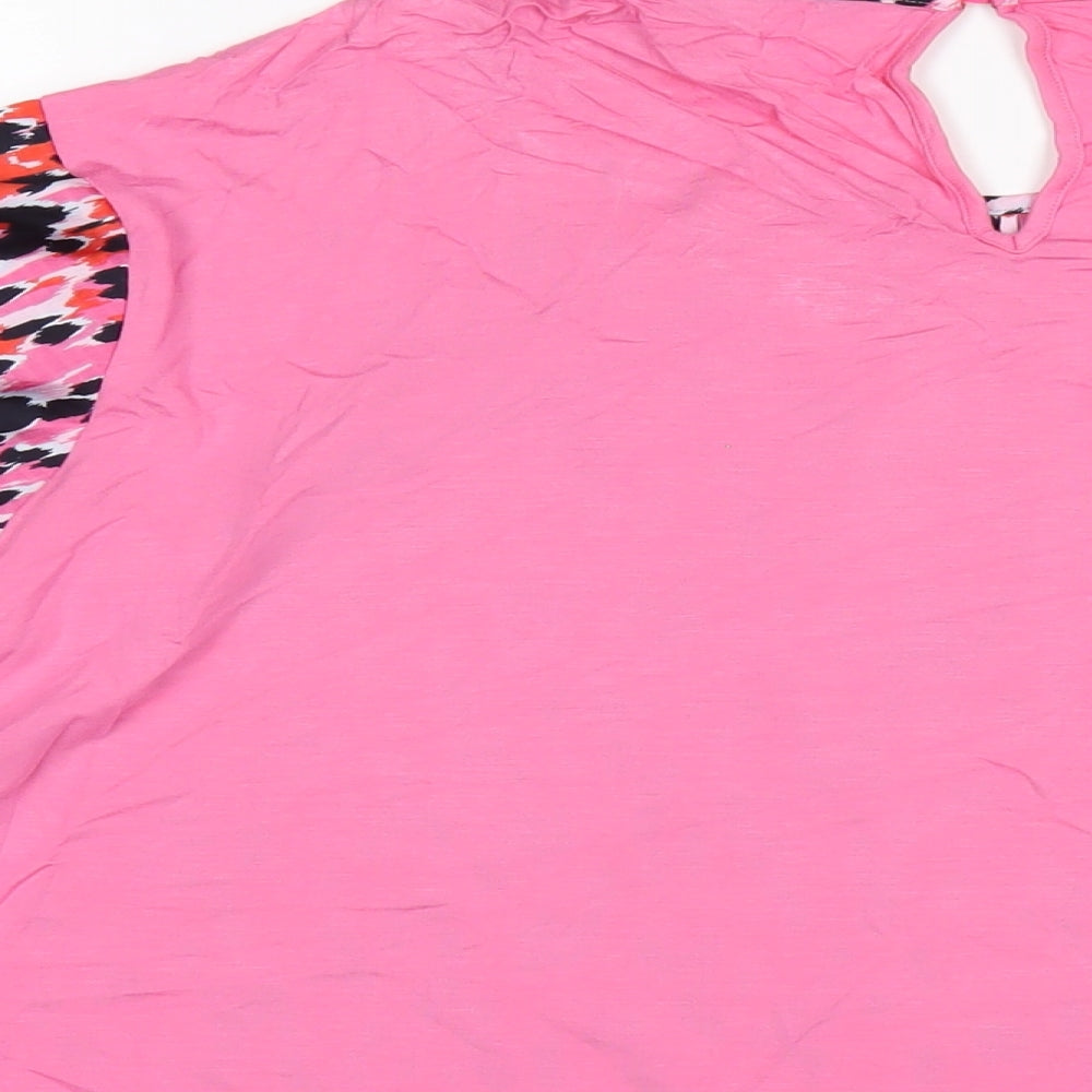Marks and Spencer Womens Pink Polyester Basic T-Shirt Size 12 Round Neck