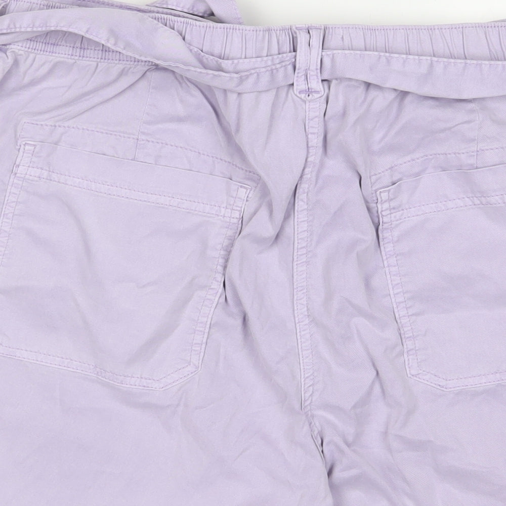 MARKS AND Womens Purple Cotton Paperbag Shorts Size 20 L6 in Regular Zip - Belted