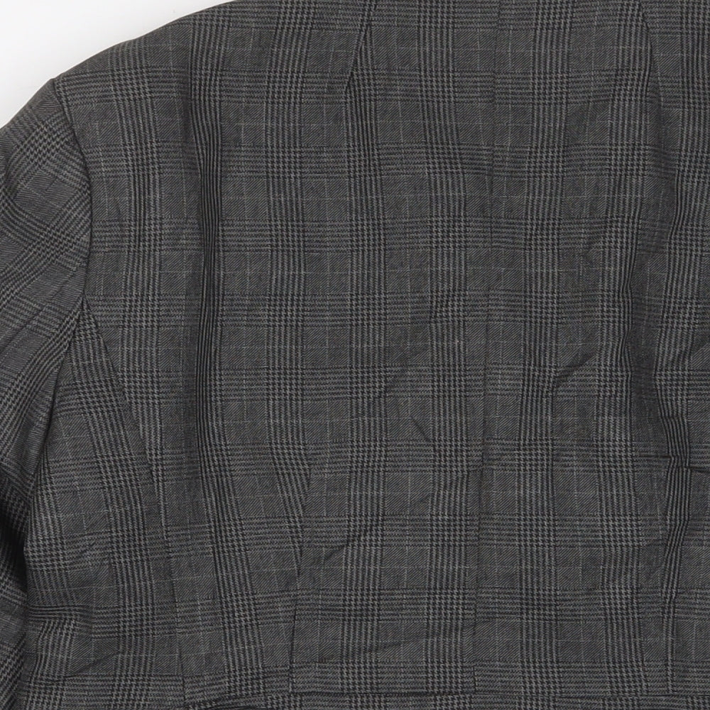 Marks and Spencer Womens Grey Plaid Jacket Blazer Size 14 Button