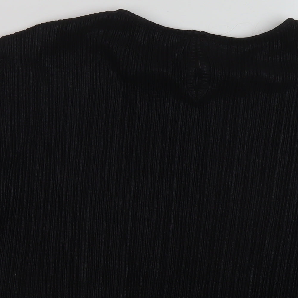 Marks and Spencer Womens Black Polyester Basic Blouse Size 10 Round Neck
