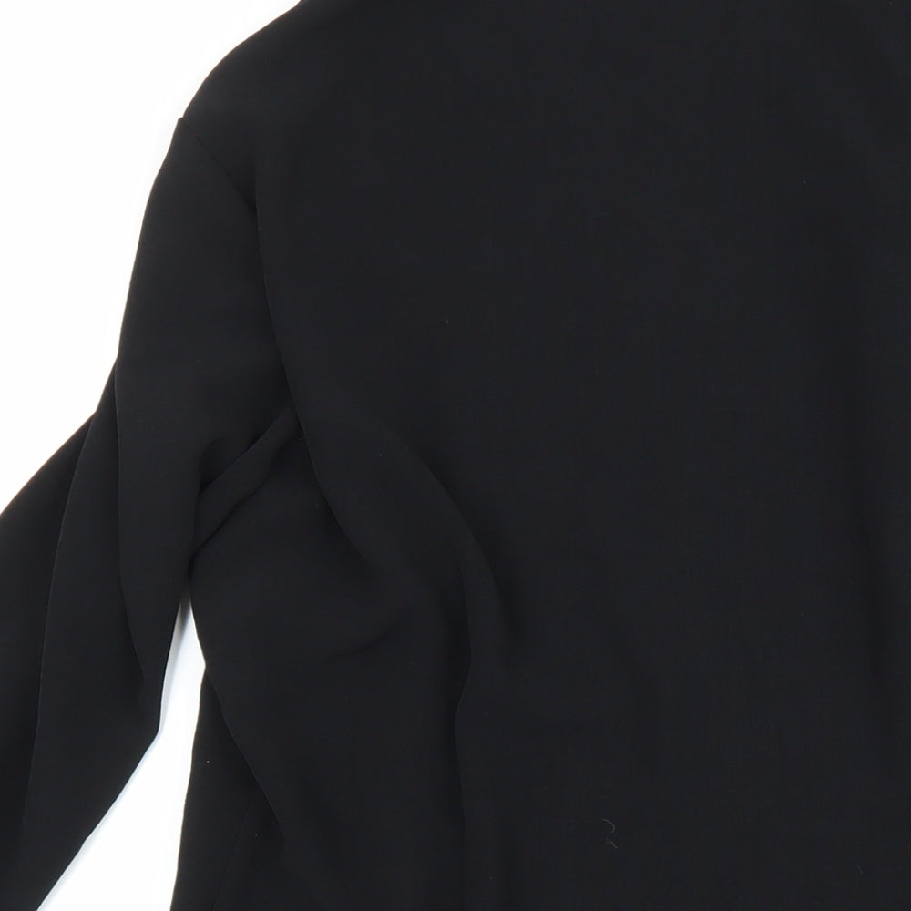 Marks and Spencer Womens Black Polyester Basic Button-Up Size 14 Round Neck