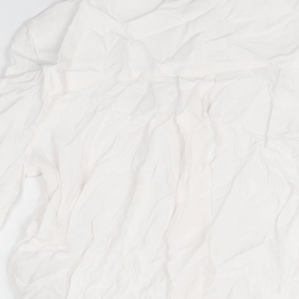 Marks and Spencer Womens White Viscose Basic Button-Up Size 6 Round Neck