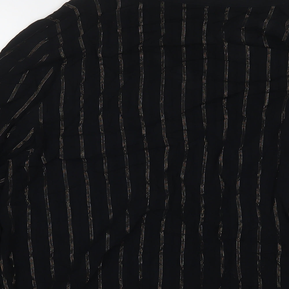 Marks and Spencer Womens Black Viscose Basic Button-Up Size 12 Collared