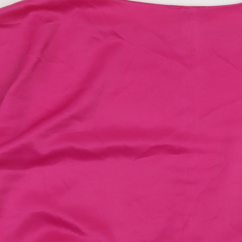 River Island Womens Pink Polyester Basic Blouse Size M Round Neck