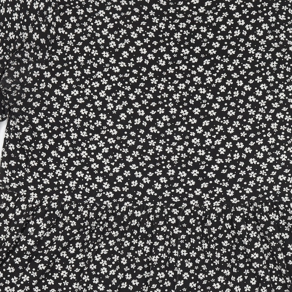 Wednesday's Girl Womens Black Floral Viscose Fit & Flare Size 18 Round Neck Pullover