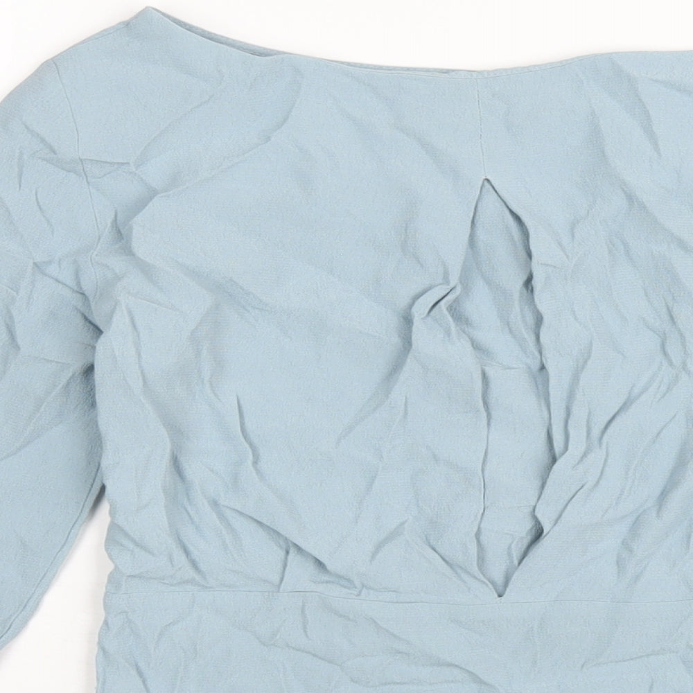 Marks and Spencer Womens Blue Viscose Basic T-Shirt Size 6 Round Neck